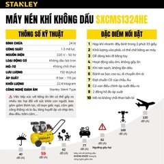 Máy nén khí không dầu STANLEY 24L USA Model SXCMS1324HE