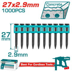 Bộ 10 pcs đinh bắn bê tông liên tục 27mm Total TAC02271