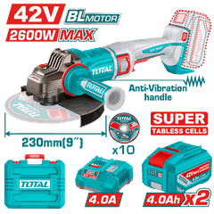 Máy Mài Góc Dùng Pin TOTAL TAGLI4260182 230mm 42V Kèm 2 Pin 4.0Ah Và Sạc