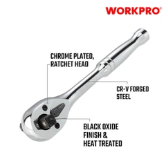 Tay vặn nhanh tự động 3in1 ( có đầu vuông 1/4inch + 3/8inch + 1/2inch) Workpro - WP271014