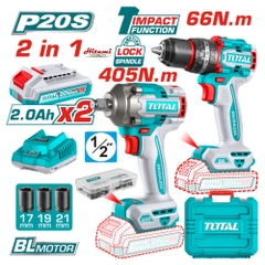 Bộ combo máy khoan & máy siết bu lông 20V Total TCKLI20286