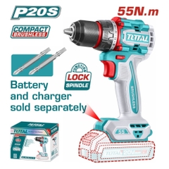 Máy khoan không chổi than dùng pin 20V (không kèm pin & sạc) Total TDLI205581
