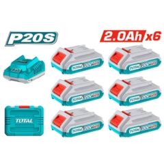 Bộ 6 Pin 20V 2.0Ah Và 1 Sạc TFCLI2001 Lithium-Ion Total TFBCLI20611
