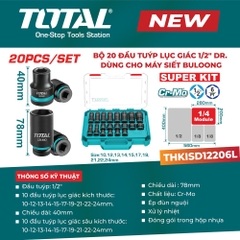 Bộ 20 đầu tuýp lục giác 1/2