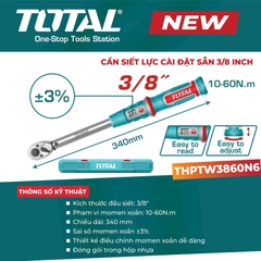 Cần Siết Lực Cài Sẵn Total THPTW3860N6 3/8 INCH 10–60N.m