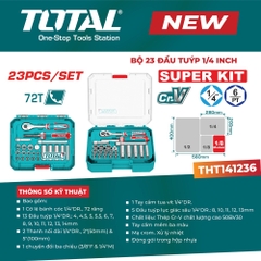 Bộ 23 đầu tuýp 1/4 Inch TOTAL THT141236