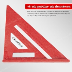 Thước eke vuông đỏ Kapro 444, bằng  nhựa, chiều dài 7inch