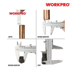 Thước kẹp đo bề dày, kích thước 150mm (6 inches) Workpro - WP266003