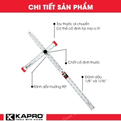 Thước xoay chữ T Kapro 317, bằng kim loại, chiều dài 90cm