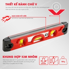 Thước thủy Kapro 227, bằng kim loại, chiều dài 23cm, có nam châm