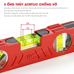 Thước thủy Kapro 923, bằng kim loại, chiều dài 25cm, có nam châm