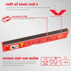 Thước thủy Kapro 929, bằng kim loại, chiều dài 25cm, xem 2 chiều