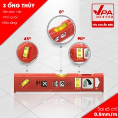 Thước thủy Kapro 929, bằng kim loại, chiều dài 25cm, xem 2 chiều