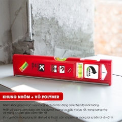 Thước thủy Kapro 929, bằng kim loại, chiều dài 25cm, xem 2 chiều