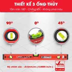 Thước Thủy Kapro 779X 40Cm Thân Kim Loại, 3 Ống Thủy