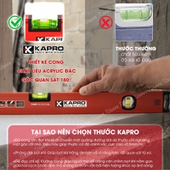 Thước thủy Kapro 779XL , bằng kim loại, chiều dài 40cm, có 2 ống thủy