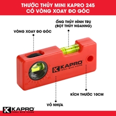 Thước Thủy Mini Kapro 245  Có Ống Đo Góc, Dài 10 Cm (4″)