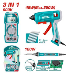 Bộ combo máy bắn keo, mỏ hàn chì và đồng hồ vạn năng kỹ thuật số Total TTCK250716