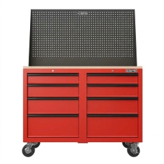 Tủ dụng cụ CSPS 122cm - 08 hộc kéo màu đỏ, mặt ván gỗ, vách lưới
