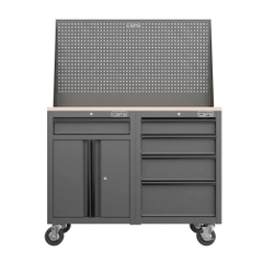 Tủ dụng cụ CSPS 122cm - 05 hộc kéo màu đen, mặt ván gỗ, vách lưới
