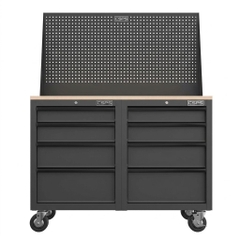 Tủ dụng cụ CSPS 122cm - 08 hộc kéo màu đen, mặt ván gỗ, vách lưới