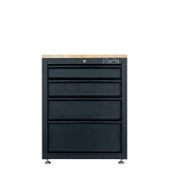 Tủ dụng cụ CSPS 61cm - 04 hộc kéo màu đen, mặt ván gỗ, chân tăng chỉnh