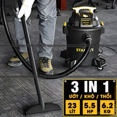 Máy hút bụi công nghiệp STANLEY SL19417P-6A, dung tích 23l, công suất tối đa 4000w (5.5hp), 4 bánh xe xoay chuyển động