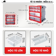 [Sale 25/9] Tủ Đựng Dụng Cụ Nhựa Kết Nối 12 Ngăn Bison BS386101D