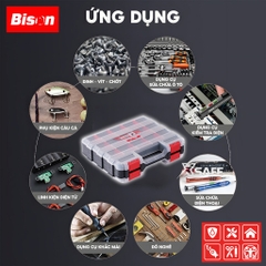Hộp đựng nhựa linh kiện 2 mặt Bison BS322887 nhiều ngăn chứa, 34 ngăn, vách ngăn có thể tháo rời