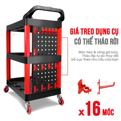 [Sale 25/9] Xe Đẩy Dụng Cụ 3 Tầng Bison BS900VS5 Chính Hãng