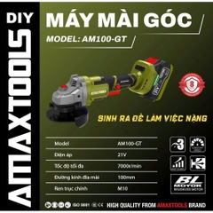 Thân Máy Mài Pin Amaxtools AM100-GT 21V, Đĩa 100mm, Không Chổi Than