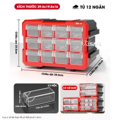 Hộp đựng linh kiện Bison nhiều ngăn có ghép nối Tủ nhựa nguyên sinh chắc chắn, dùng đựng đinh, ốc vít, linh kiện điện tử BS38688
