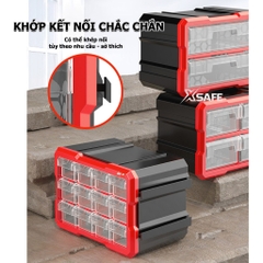 Hộp đựng linh kiện Bison nhiều ngăn có ghép nối Tủ nhựa nguyên sinh chắc chắn, dùng đựng đinh, ốc vít, linh kiện điện tử BS38688
