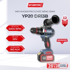 Máy Khoan Pin YUPAI YP20 DR13B bản 4.0Ah 13MM 3 Chức Năng- Khoan, Bắt Vít, Đảo Chiều  (full bộ)