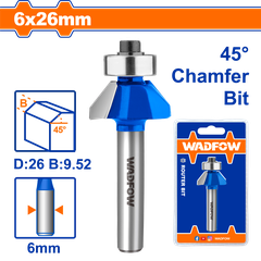 Mũi phay gỗ vát 45° 6x6x26mm WadFow WRG3403