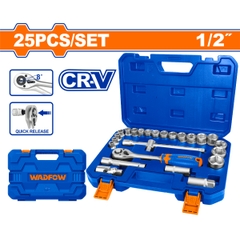 Bộ 25 chi tiết tay vặn đầu tuýp 1/2 inch WadFow WST2D25