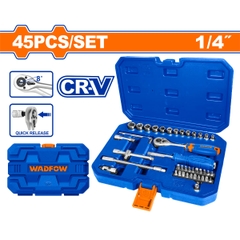 Bộ 45 chi tiết tay vặn đầu tuýp 1/4 inch WadFow WST4D45