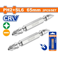Bộ 2 Mũi bắt vít 2 đầu PH2+SL6 65mm WadFow WSV0K11