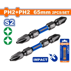 Bộ 2 Mũi bắt vít đóng 2 đầu PH2+PH2 65mm WadFow WSV3K62