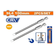 Bộ 2 Mũi Vít Dẹp Nối Dài SL4x100mm WADFOW WSV9KSL4