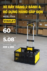 Xe đẩy hàng 2 bánh gấp gọn kèm rổ đựng hàng 60kg Stanley FT509