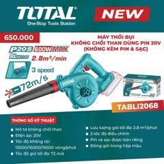 Máy thổi bụi không chổi than dùng pin 20V (không kèm Pin & sạc) Total TABLI2068