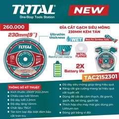 Đĩa cắt gạch siêu mỏng 230mm kèm tán Total TAC2152301