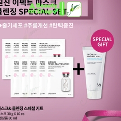 Set 10 mặt nạ WONJIN EFFECT + Sữa Rửa Rửa Wonjin Hydro Vial Minisize 80ml