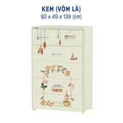 Tủ Tabi Extra 5 Ngăn NHỰA DUY TÂN ( KEM VÒM LÁ )Sở hữu kích thước lớn 90 x 49 x 139 (cm)