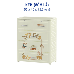 Tủ Tabi Extra 4 Ngăn NHỰA DUY TÂN ( KEM VÓM LÁ) Kích thước siêu rộng rãi (90 x 49 x 112.5 cm)