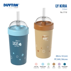 Ly Nhựa KIRA 550ml Duy Tân | Nhựa PP SAN, Có Nắp Vòm Kèm Ống Hút Silicone DUY TÂN