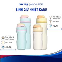 Bình Giữ Nhiệt KARU MATSU 480ml Và 780ml – Thép Không Gỉ 304, Nhựa PP, Ron Silicone DUY TÂN