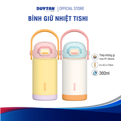 Bình Giữ Nhiệt TISHI MATSU 360 ml - Ống Hút Silicone Mềm, Khóa Chống Tràn, Thép Không Gỉ 304 DUY TÂN