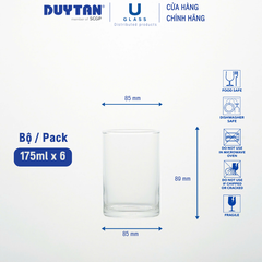 Bộ 6 Ly cốc thủy tinh U Glass 175ml kiểu lùn - BUG381